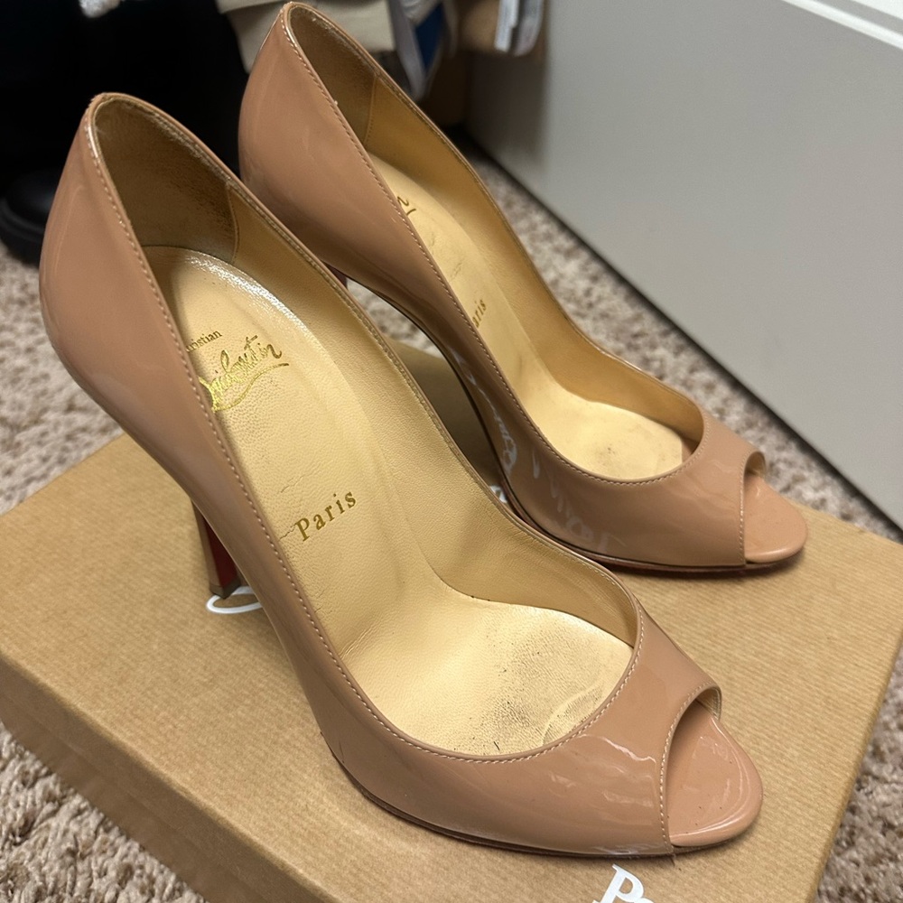 Christian Louboutin Nude Peep-Toe Heels